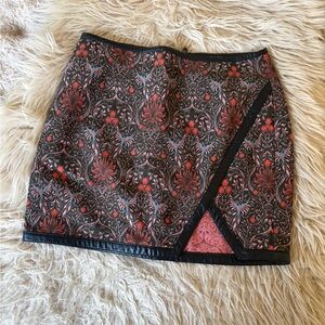 Black Print Mini Skirt